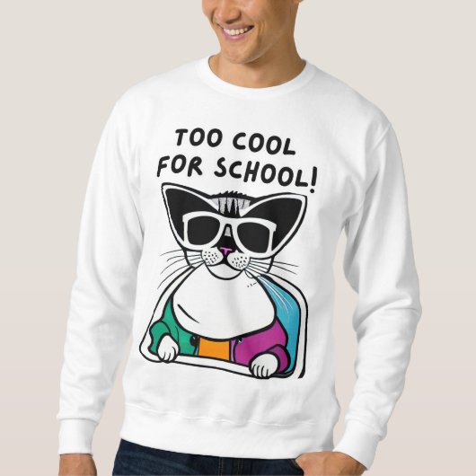 Too Cool for School Cat T-Shirt  (Voorkant)