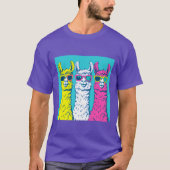 Too cool for school Llama retro screen print T-shirt (Voorkant)