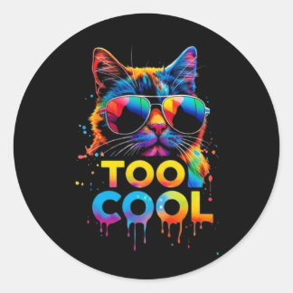 Too Cool Rainbow Cat – Cool Cat with Sunglasses Ronde Sticker