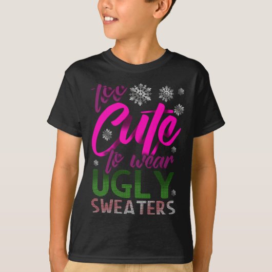 TOO CUTE Funny Kerstmis UGLY Sweaters (Voorkant)