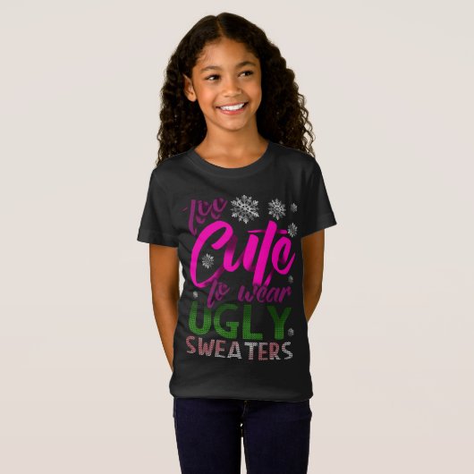 TOO CUTE Funny Kerstmis UGLY Sweaters (Voorkant volledig)