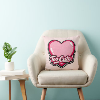 💗✨ “Too Cute!” Heart Pillow 🛋️🎀 Kussen