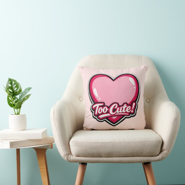 💗✨ “Too Cute!” Heart Pillow 🛋️🎀 Kussen (Stoel)