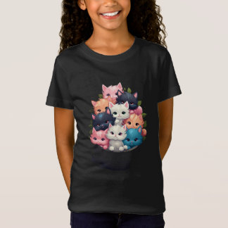 Too Cute Kittens – Colorful Fluffy Cat Art Girls T-shirt