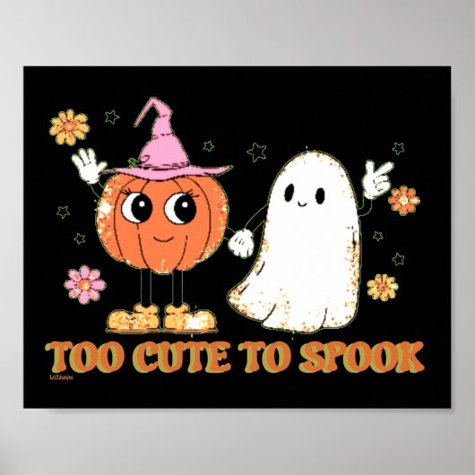 TOO CUTE OM grappige, leuke geest-halloween TE SPR Poster (Voorkant)