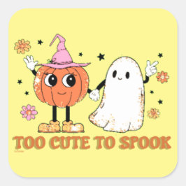 TOO CUTE OM grappige, leuke geest-halloween TE SPR Vierkante Sticker