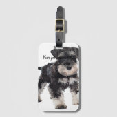 Too Cute Puppy Miniature Schnauzer Dog Bagagelabel (Voorkant (verticaal))