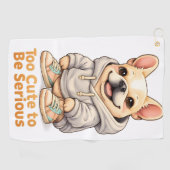 Too Cute to Be Serious – Funny French Bulldog  Golfhanddoek (Horizontaal)