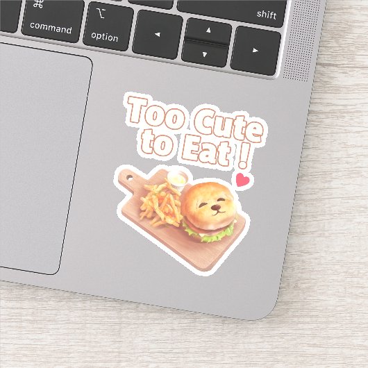 Too Cute to Eat: Smiling Bichon Burger Art Sticker (Detail)