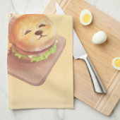 Too Cute to Eat: Smiling Bichon Burger Art Theedoek (Quarter Fold)