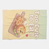 Too Cute to Eat: Smiling Bichon Burger Art Theedoek (Horizontaal)