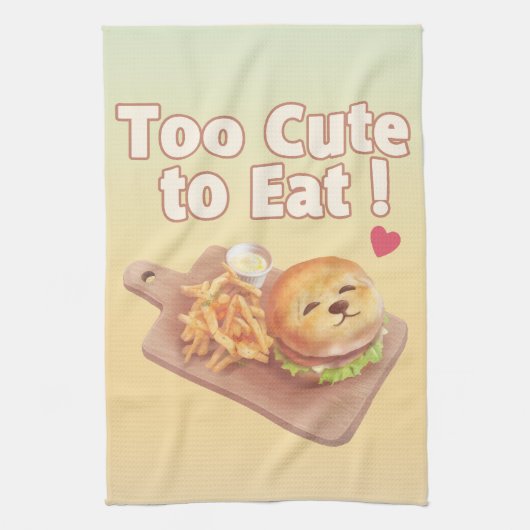 Too Cute to Eat: Smiling Bichon Burger Art Theedoek (Verticaal)