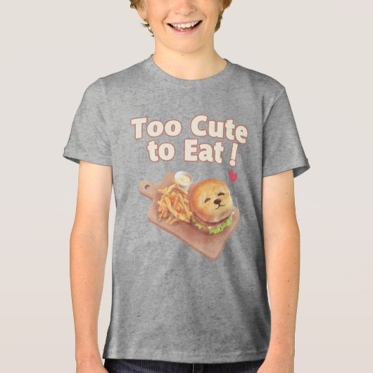Too Cute to Eat: Smiling Bichon Burger Art Tri-Blend Shirt (Voorkant)