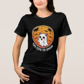 Too Cute To Spook – Adorable Ghost Cat Halloween Tri-Blend Shirt (Voorkant)