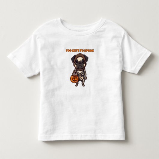 Too Cute To Spook | Adorable Halloween Pug Design Kinder Shirts (Voorkant)