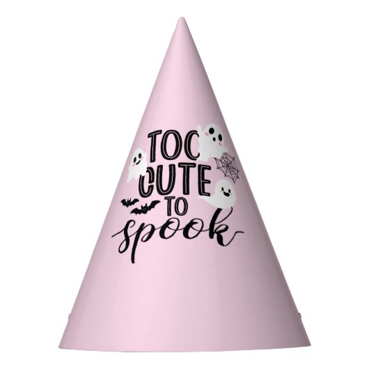 Too Cute to Spook Cute Ghost Pink Halloween Feesthoedjes (Voorkant)