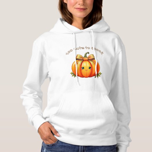 Too Cute to Spook – Fun Pumpkin Hoodie (Voorkant)