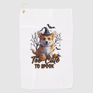 Too Cute To Spook Funny Halloween Dog Corgi T shir Golfhanddoek