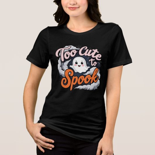 Too Cute to Spook Ghost Design Tri-Blend Shirt (Voorkant)