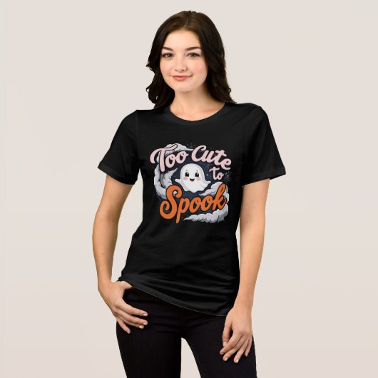 Too Cute to Spook Ghost Design Tri-Blend Shirt (Voorkant volledig)