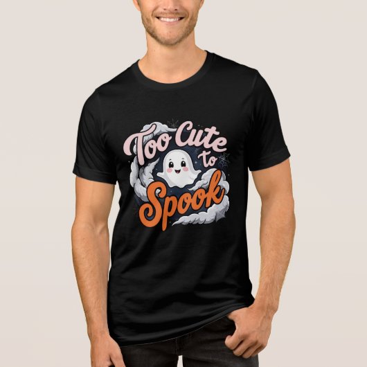 Too Cute to Spook Ghost Design Tri-Blend Shirt (Voorkant)