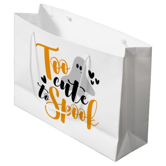 Too Cute To Spook Ghost Halloween Funny Hoodie Groot Cadeauzakje (Voorkant Gekanteld)