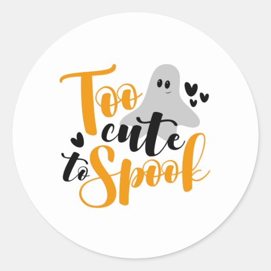 Too Cute To Spook Ghost Halloween Funny Hoodie Ronde Sticker (Voorkant)