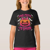 Too Cute to Spook Pink Coquette Halloween Pumpkin T-shirt (Voorkant)