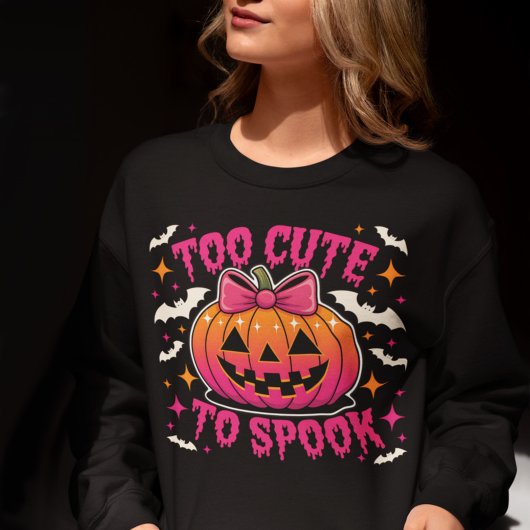Too Cute to Spook Pink Coquette Halloween Pumpkin Trui