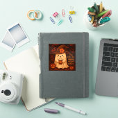 Too Cute to Spook Without Coffee – Halloween Ghost Sticker (iPad Cover)