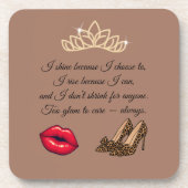 Too Glam To Care – Chic Quote Bier Onderzetter (Voorkant)