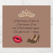 Too Glam To Care – Chic Quote Sparkling Wijnetiket (Enkel label)