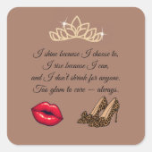 Too Glam To Care – Chic Quote Vierkante Sticker (Voorkant)