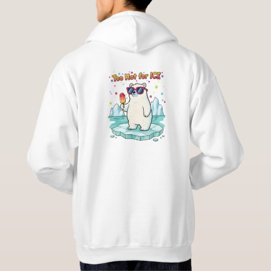 Too Hot for ICE Polar Bear Political Activist Pun Hoodie (Achterkant)