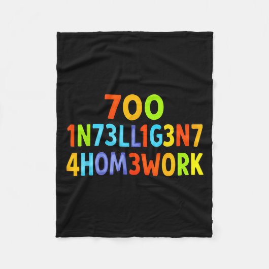 Too Intelligent For Homework Funny School Kids Tee Fleece Deken (Voorkant)