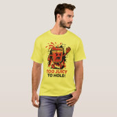Too Juicy to Hold – Angry Plastic Cup Cartoon T-shirt (Voorkant volledig)