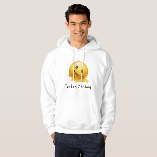 Too Lazy 2 Be Lazy - Grappige Luie Emoji Mannen Hoodie (Voorkant volledig)