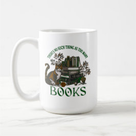 Too Many Books Green Floral Academia Mug Koffiemok