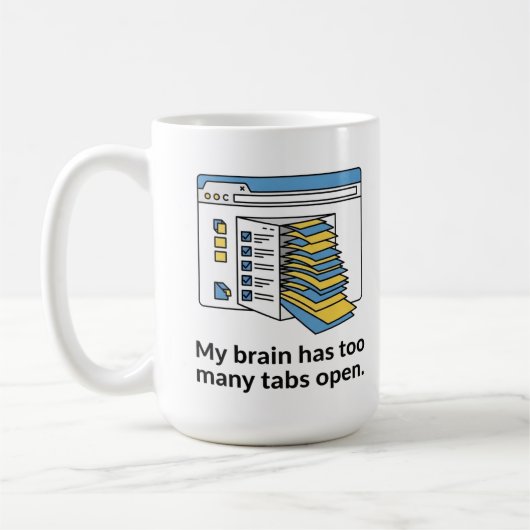 too Many Tabs Mug, Funny Brain Overload Cup Koffiemok (Links)