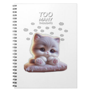 Too Many Thoughts Cat Notebook – Cute Overthinking Notitieboek