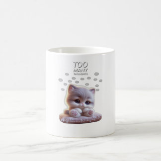 Too Many Thoughts Cute Cat Mug – Sleepy Cat Koffiemok