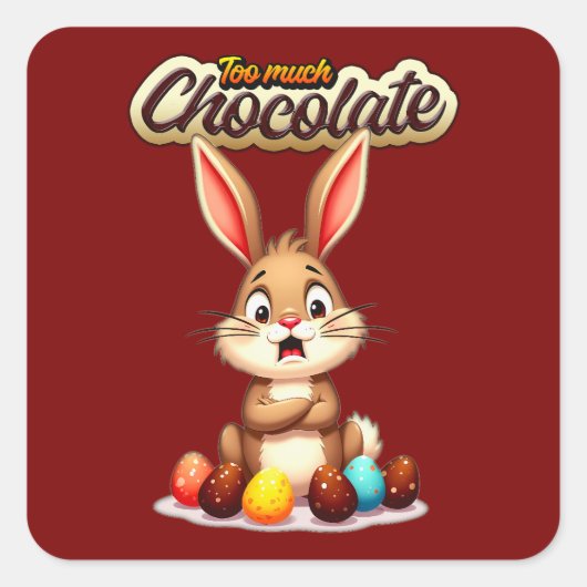Too Much Chocolate – Funny Easter - Autocolante Vierkante Sticker (Voorkant)