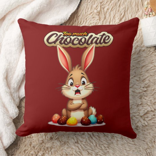 Too Much Chocolate – Funny Easter Bunny - almofada Kussen (Deken)