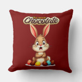 Too Much Chocolate – Funny Easter Bunny - almofada Kussen (Voorkant)