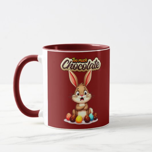 Too Much Chocolate – Funny Easter Bunny - caneca Mok (Links)