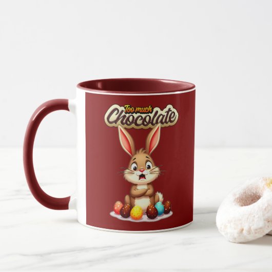 Too Much Chocolate – Funny Easter Bunny - caneca Mok (Met donut)