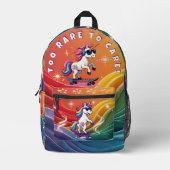 Too Rare to Care - Cool Unicorn Skateboard  Bedrukte Rugzak (Voorkant)
