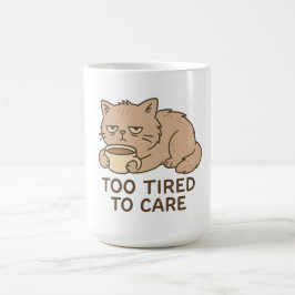 Too Tired to Care – Funny Grumpy Cat Coffee Design Koffiemok