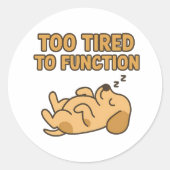 Too Tired To Function Cute Sleeping Dog Mascot Ronde Sticker (Voorkant)