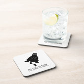 Too Tired to Think - Funny Exhausted Black Cat Bier Onderzetter (Rechterzijde)